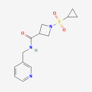 molecular formula C13H17N3O3S B2539479 1-(环丙基磺酰基)-N-(吡啶-3-基甲基)氮杂环丁-3-羧酰胺 CAS No. 1428373-63-0