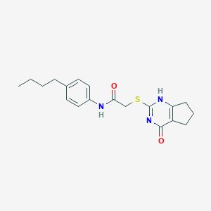molecular formula C19H23N3O2S B253948 N-(4-butylphenyl)-2-[(4-oxo-1,5,6,7-tetrahydrocyclopenta[d]pyrimidin-2-yl)sulfanyl]acetamide 