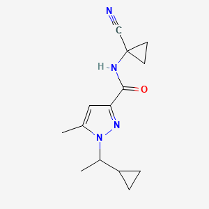 molecular formula C14H18N4O B2539484 N-(1-Cyanocyclopropyl)-1-(1-cyclopropylethyl)-5-methylpyrazole-3-carboxamide CAS No. 2418692-93-8