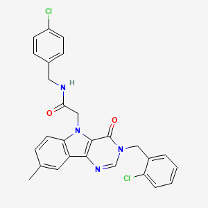 molecular formula C27H22Cl2N4O2 B2539496 N-(4-chlorobenzyl)-2-(3-(2-chlorobenzyl)-8-methyl-4-oxo-3H-pyrimido[5,4-b]indol-5(4H)-yl)acetamide CAS No. 1189885-18-4