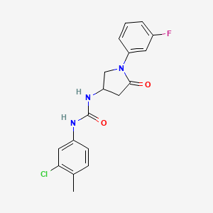 molecular formula C18H17ClFN3O2 B2539505 1-(3-Chloro-4-methylphenyl)-3-[1-(3-fluorophenyl)-5-oxopyrrolidin-3-yl]urea CAS No. 894032-38-3