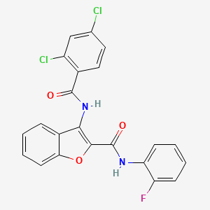 molecular formula C22H13Cl2FN2O3 B2539507 3-(2,4-dichlorobenzamido)-N-(2-fluorophenyl)benzofuran-2-carboxamide CAS No. 862977-57-9