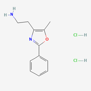 molecular formula C12H16Cl2N2O B2539515 2-(5-Methyl-2-phenyloxazol-4-yl)ethan-1-amine dihydrochloride CAS No. 2138586-05-5