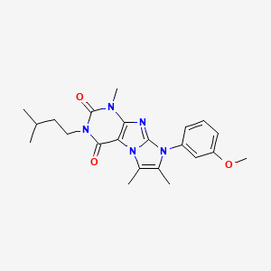 molecular formula C22H27N5O3 B2539520 3-isopentyl-8-(3-methoxyphenyl)-1,6,7-trimethyl-1H-imidazo[2,1-f]purine-2,4(3H,8H)-dione CAS No. 887457-70-7