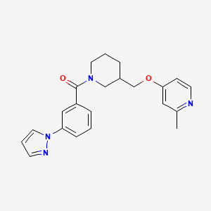 molecular formula C22H24N4O2 B2539526 [3-[(2-Methylpyridin-4-yl)oxymethyl]piperidin-1-yl]-(3-pyrazol-1-ylphenyl)methanone CAS No. 2380033-56-5