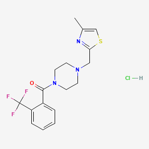 molecular formula C17H19ClF3N3OS B2539527 (4-((4-Methylthiazol-2-yl)methyl)piperazin-1-yl)(2-(trifluoromethyl)phenyl)methanone hydrochloride CAS No. 1215820-95-3