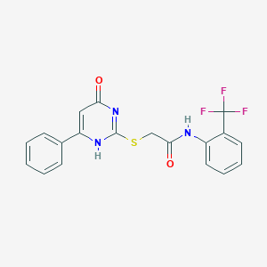 2-[(4-oxo-6-phenyl-1H-pyrimidin-2-yl)sulfanyl]-N-[2-(trifluoromethyl)phenyl]acetamide