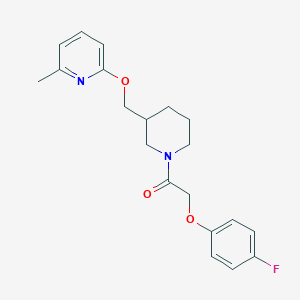 molecular formula C20H23FN2O3 B2539535 2-(4-Fluorophenoxy)-1-[3-[(6-methylpyridin-2-yl)oxymethyl]piperidin-1-yl]ethanone CAS No. 2379988-80-2