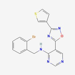 molecular formula C17H12BrN5OS B2539538 N-(2-bromobenzyl)-5-(3-(thiophen-3-yl)-1,2,4-oxadiazol-5-yl)pyrimidin-4-amine CAS No. 2034571-32-7