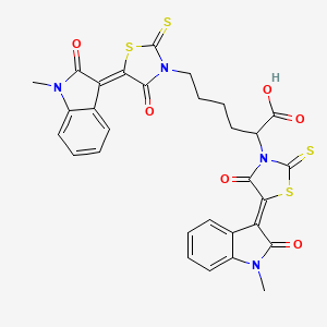 2,6-bis((Z)-5-(1-methyl-2-oxoindolin-3-ylidene)-4-oxo-2-thioxothiazolidin-3-yl)hexanoic acid