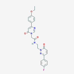 molecular formula C26H24FN5O4 B2539543 2-(4-(4-ethoxyphenyl)-6-oxopyrimidin-1(6H)-yl)-N-(2-(3-(4-fluorophenyl)-6-oxopyridazin-1(6H)-yl)ethyl)acetamide CAS No. 1226434-24-7