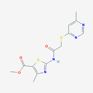 molecular formula C13H14N4O3S2 B253955 Methyl 4-methyl-2-({[(6-methyl-4-pyrimidinyl)sulfanyl]acetyl}amino)-1,3-thiazole-5-carboxylate 