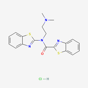 molecular formula C19H19ClN4OS2 B2539552 N-(benzo[d]thiazol-2-yl)-N-(2-(dimethylamino)ethyl)benzo[d]thiazole-2-carboxamide hydrochloride CAS No. 1215314-06-9