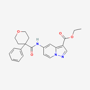 molecular formula C22H23N3O4 B2539553 ethyl 5-(4-phenyltetrahydro-2H-pyran-4-carboxamido)pyrazolo[1,5-a]pyridine-3-carboxylate CAS No. 1396679-87-0