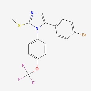 molecular formula C17H12BrF3N2OS B2539568 5-(4-bromophenyl)-2-(methylthio)-1-(4-(trifluoromethoxy)phenyl)-1H-imidazole CAS No. 1226436-03-8