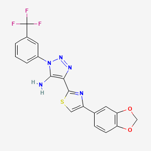 molecular formula C19H12F3N5O2S B2539584 4-(4-(benzo[d][1,3]dioxol-5-yl)thiazol-2-yl)-1-(3-(trifluoromethyl)phenyl)-1H-1,2,3-triazol-5-amine CAS No. 1251602-85-3