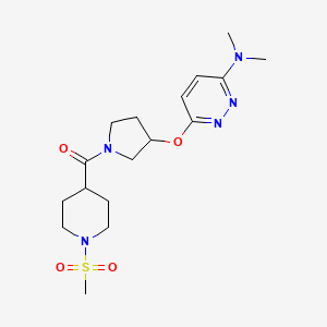 molecular formula C17H27N5O4S B2539586 (3-((6-(Dimethylamino)pyridazin-3-yl)oxy)pyrrolidin-1-yl)(1-(methylsulfonyl)piperidin-4-yl)methanone CAS No. 2034224-92-3