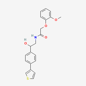 molecular formula C21H21NO4S B2539589 N-(2-hydroxy-2-(4-(thiophen-3-yl)phenyl)ethyl)-2-(2-methoxyphenoxy)acetamide CAS No. 2034492-24-3
