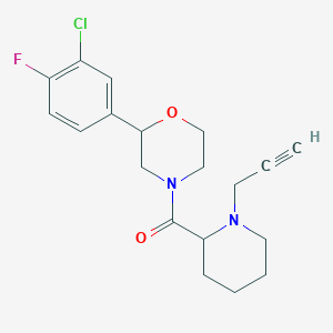 molecular formula C19H22ClFN2O2 B2539591 2-(3-Chloro-4-fluorophenyl)-4-[1-(prop-2-yn-1-yl)piperidine-2-carbonyl]morpholine CAS No. 1375881-95-0