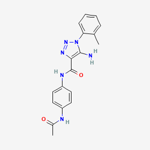 molecular formula C18H18N6O2 B2539594 N-[4-(acetylamino)phenyl]-5-amino-1-(2-methylphenyl)-1H-1,2,3-triazole-4-carboxamide CAS No. 950239-45-9