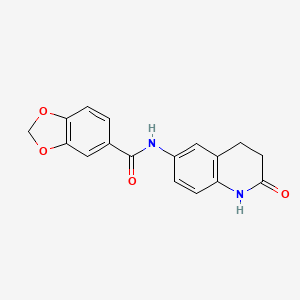molecular formula C17H14N2O4 B2539596 N-(2-oxo-1,2,3,4-tetrahydroquinolin-6-yl)benzo[d][1,3]dioxole-5-carboxamide CAS No. 99139-83-0
