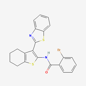 molecular formula C22H17BrN2OS2 B2539601 N-[3-(1,3-benzothiazol-2-yl)-4,5,6,7-tetrahydro-1-benzothiophen-2-yl]-2-bromobenzamide CAS No. 307510-80-1