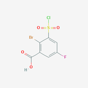 molecular formula C7H3BrClFO4S B2539614 2-Bromo-3-(chlorosulfonyl)-5-fluorobenzoic acid CAS No. 926194-65-2