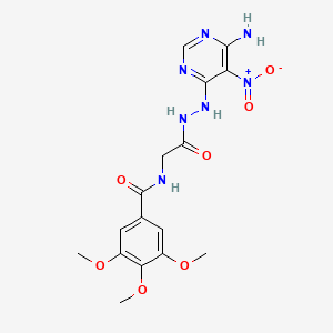 molecular formula C16H19N7O7 B2539615 N-(2-(2-(6-amino-5-nitropyrimidin-4-yl)hydrazinyl)-2-oxoethyl)-3,4,5-trimethoxybenzamide CAS No. 450346-15-3