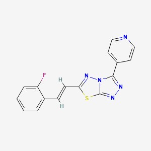 molecular formula C16H10FN5S B2539626 (E)-6-(2-fluorostyryl)-3-(pyridin-4-yl)-[1,2,4]triazolo[3,4-b][1,3,4]thiadiazole CAS No. 853891-77-7