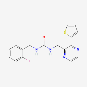 molecular formula C17H15FN4OS B2539630 1-(2-Fluorobenzyl)-3-((3-(thiophen-2-yl)pyrazin-2-yl)methyl)urea CAS No. 2034613-69-7
