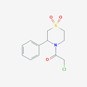 molecular formula C12H14ClNO3S B2539635 2-Chloro-1-(1,1-dioxo-3-phenyl-1,4-thiazinan-4-yl)ethanone CAS No. 2490407-01-5