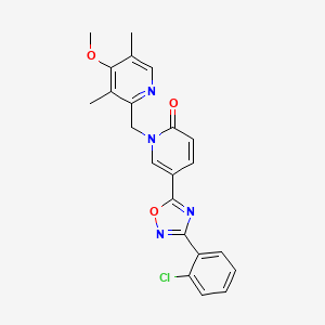 molecular formula C22H19ClN4O3 B2539648 5-(3-(2-chlorophenyl)-1,2,4-oxadiazol-5-yl)-1-((4-methoxy-3,5-dimethylpyridin-2-yl)methyl)pyridin-2(1H)-one CAS No. 1396856-22-6