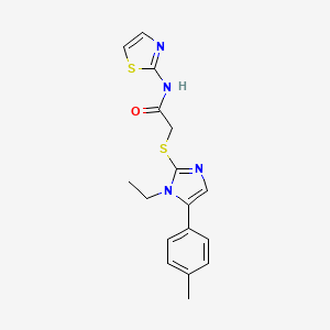 molecular formula C17H18N4OS2 B2539661 2-((1-ethyl-5-(p-tolyl)-1H-imidazol-2-yl)thio)-N-(thiazol-2-yl)acetamide CAS No. 1206987-61-2