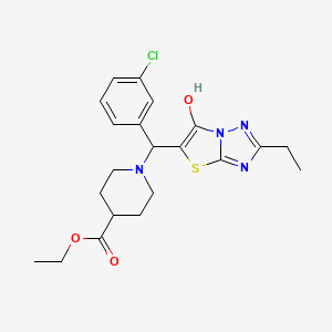 Ethyl 1-((3-chlorophenyl)(2-ethyl-6-hydroxythiazolo[3,2-b][1,2,4]triazol-5-yl)methyl)piperidine-4-carboxylate