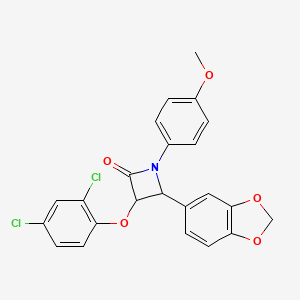 molecular formula C23H17Cl2NO5 B2539670 4-(1,3-Benzodioxol-5-yl)-3-(2,4-dichlorophenoxy)-1-(4-methoxyphenyl)azetidin-2-one CAS No. 946386-94-3