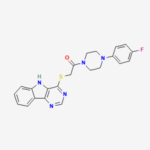 molecular formula C22H20FN5OS B2539672 2-((5H-pyrimido[5,4-b]indol-4-yl)thio)-1-(4-(4-fluorophenyl)piperazin-1-yl)ethanone CAS No. 1115940-74-3