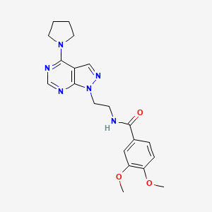 molecular formula C20H24N6O3 B2539680 3,4-dimethoxy-N-(2-(4-(pyrrolidin-1-yl)-1H-pyrazolo[3,4-d]pyrimidin-1-yl)ethyl)benzamide CAS No. 1021025-52-4