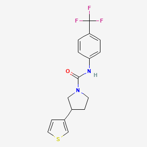 molecular formula C16H15F3N2OS B2539681 3-(thiophen-3-yl)-N-(4-(trifluoromethyl)phenyl)pyrrolidine-1-carboxamide CAS No. 2191265-61-7