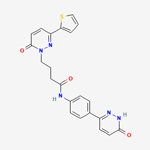 molecular formula C22H19N5O3S B2539696 N-(4-(6-hydroxypyridazin-3-yl)phenyl)-4-(6-oxo-3-(thiophen-2-yl)pyridazin-1(6H)-yl)butanamide CAS No. 1226442-19-8