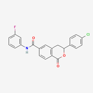 molecular formula C22H15ClFNO3 B2539698 3-(4-chlorophenyl)-N-(3-fluorophenyl)-1-oxo-3,4-dihydro-1H-isochromene-6-carboxamide CAS No. 951898-18-3