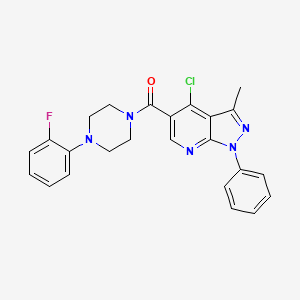 molecular formula C24H21ClFN5O B2539705 (4-氯-3-甲基-1-苯基-1H-吡唑并[3,4-b]吡啶-5-基)(4-(2-氟苯基)哌嗪-1-基)甲酮 CAS No. 899952-65-9
