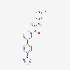 molecular formula C21H22N4O3 B2539709 N'-(3,4-dimethylphenyl)-N-{2-hydroxy-2-[4-(1H-pyrazol-1-yl)phenyl]ethyl}ethanediamide CAS No. 2415553-89-6