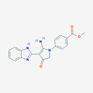 molecular formula C19H16N4O3 B253971 methyl 4-[5-amino-4-(1H-benzimidazol-2-yl)-3-oxo-2H-pyrrol-1-yl]benzoate 