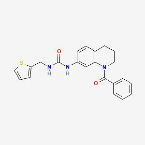 molecular formula C22H21N3O2S B2539710 1-(1-Benzoyl-1,2,3,4-tetrahydroquinolin-7-yl)-3-(thiophen-2-ylmethyl)urea CAS No. 1203262-02-5