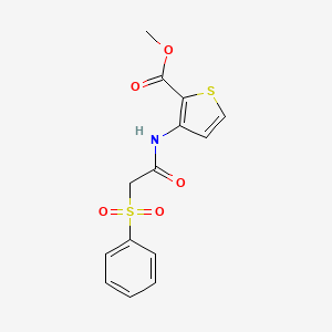 molecular formula C14H13NO5S2 B2539716 Methyl 3-{[(phenylsulfonyl)acetyl]amino}thiophene-2-carboxylate CAS No. 1708268-18-1