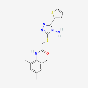 molecular formula C17H19N5OS2 B2539727 2-{[4-amino-5-(thiophen-2-yl)-4H-1,2,4-triazol-3-yl]sulfanyl}-N-(2,4,6-trimethylphenyl)acetamide CAS No. 886927-02-2