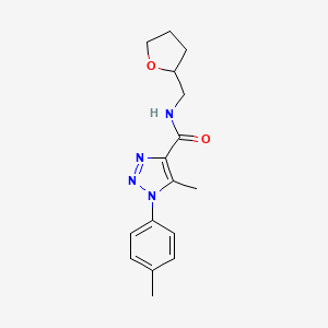 molecular formula C16H20N4O2 B2539731 5-methyl-1-(4-methylphenyl)-N-(tetrahydrofuran-2-ylmethyl)-1H-1,2,3-triazole-4-carboxamide CAS No. 924839-86-1