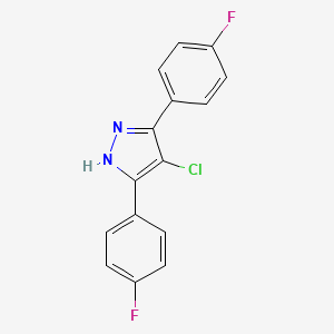 molecular formula C15H9ClF2N2 B2539738 4-chloro-3,5-bis(4-fluorophenyl)-1H-pyrazole CAS No. 1159989-42-0