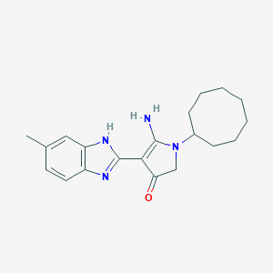 molecular formula C20H26N4O B253974 5-amino-1-cyclooctyl-4-(6-methyl-1H-benzimidazol-2-yl)-2H-pyrrol-3-one 