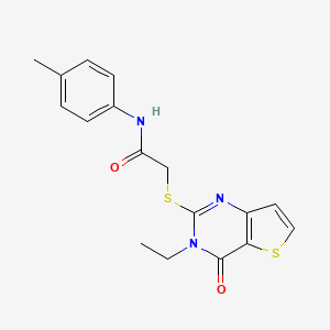 molecular formula C17H17N3O2S2 B2539742 2-[(3-ethyl-4-oxo-3,4-dihydrothieno[3,2-d]pyrimidin-2-yl)sulfanyl]-N-(4-methylphenyl)acetamide CAS No. 1252824-12-6